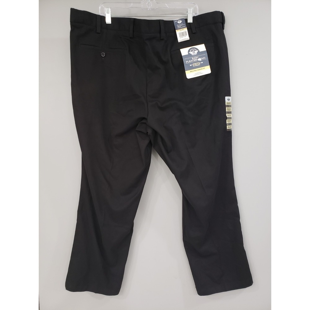 NEW Dockers Easy Khaki Pleat Comfort Waist No Wrinkle Big Tall Mens BLACK 48x30